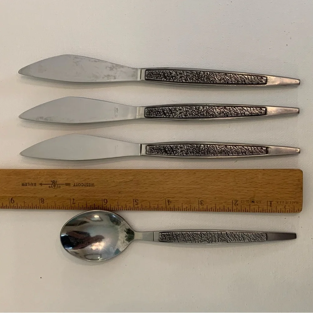 Vintage Arthur Salm AS Japan Stainless Dinner Knives Knife & Spoon Set MCM ASF3